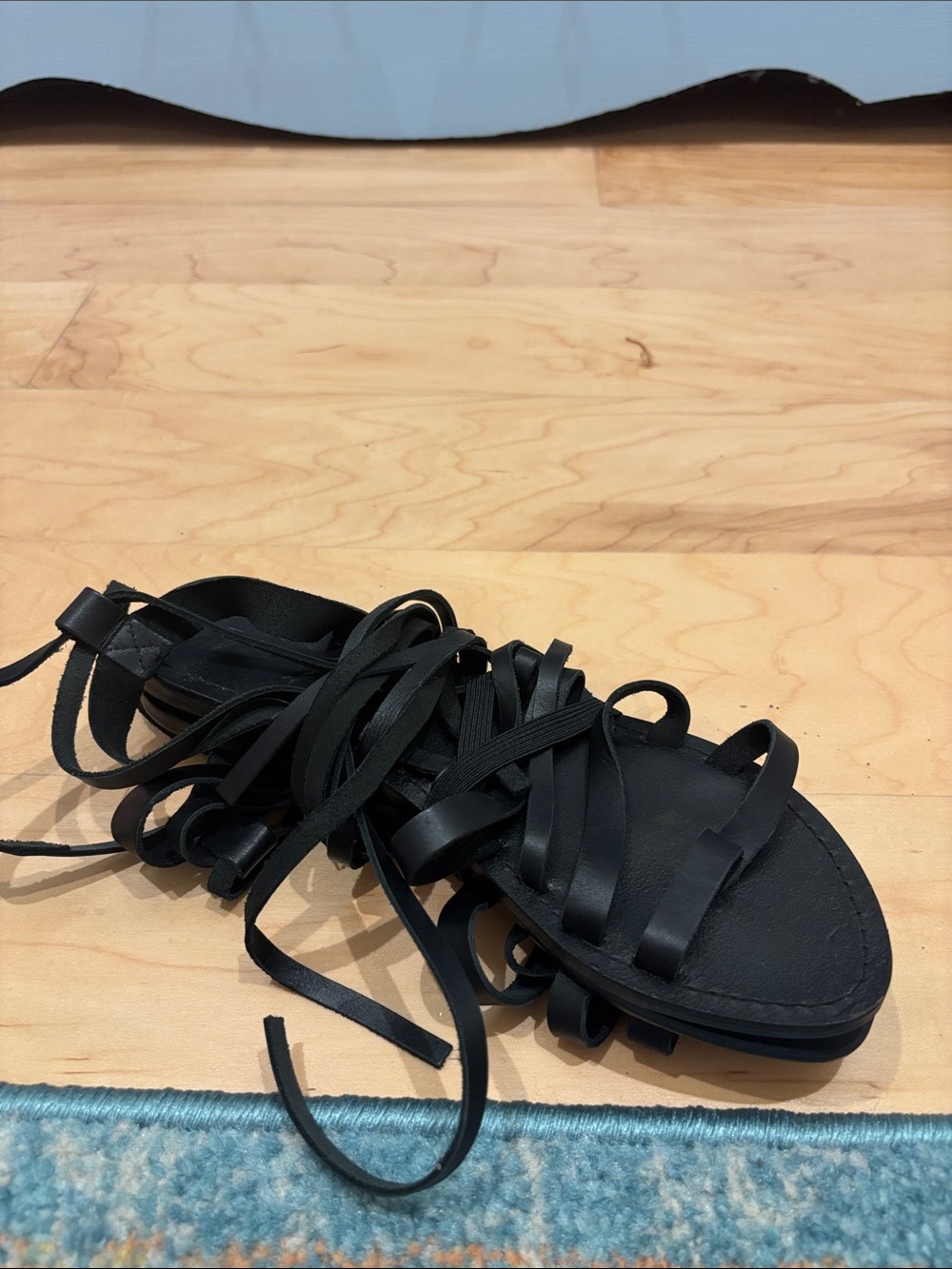 Free People Black Lace-Up Gladiator Sandals